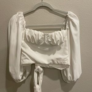 White Tie Back Crop Top